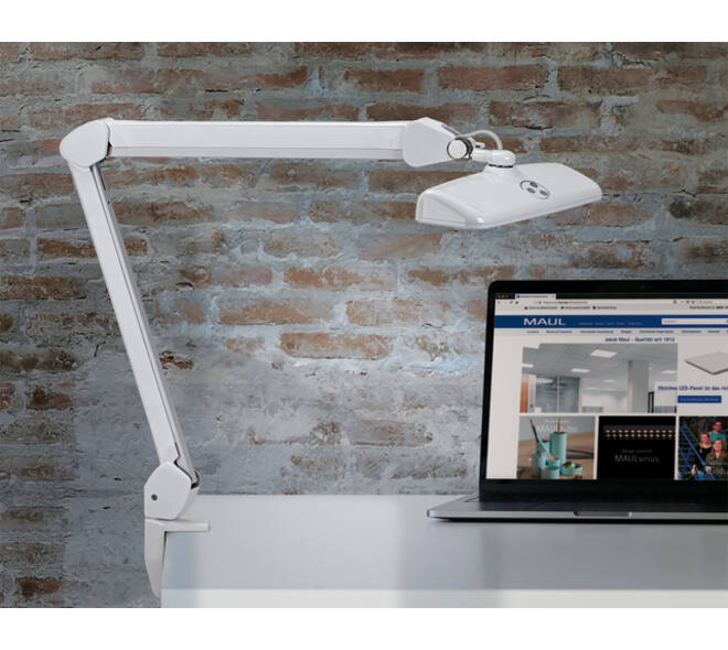 Werkpleklamp MAUL Intro LED tafelklem dimbaar wit