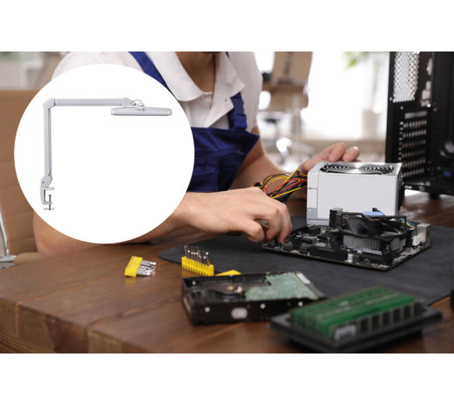 Werkpleklamp MAUL Intro LED tafelklem dimbaar wit