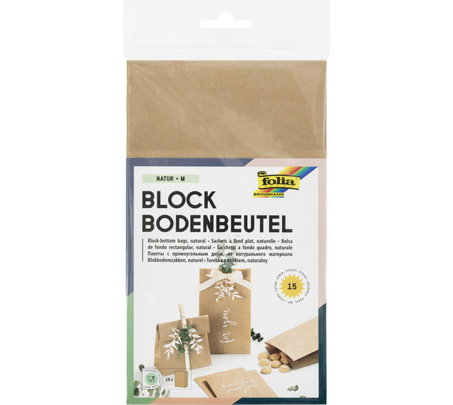 Blokbodemzak Folia 12x6x21cm foodsafe kraft set à 15 stuks