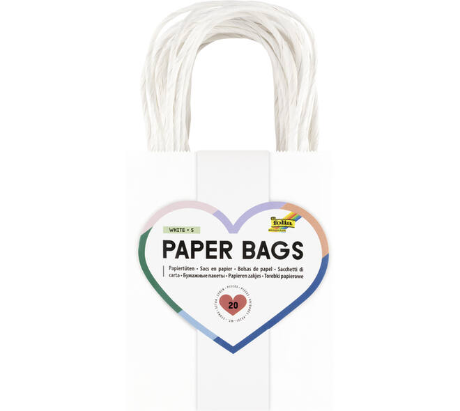 Tas met handvat Folia kraftpapier 110gr 12x15x5.5cm 20 stuks wit