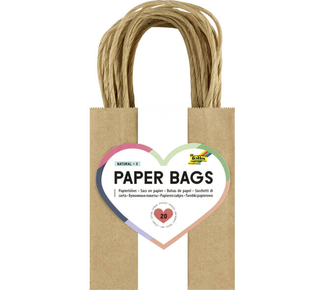 Tas met handvat Folia kraftpapier 125gr 12x15x5.5cm 20 stuks naturel