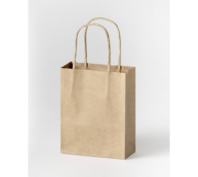 Tas met handvat Folia kraftpapier 125gr 12x15x5.5cm 20 stuks naturel