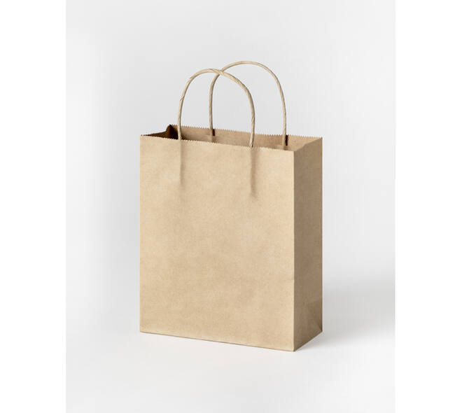 Tas met handvat Folia kraftpapier 125gr 18x21x8cm 20 stuks naturel