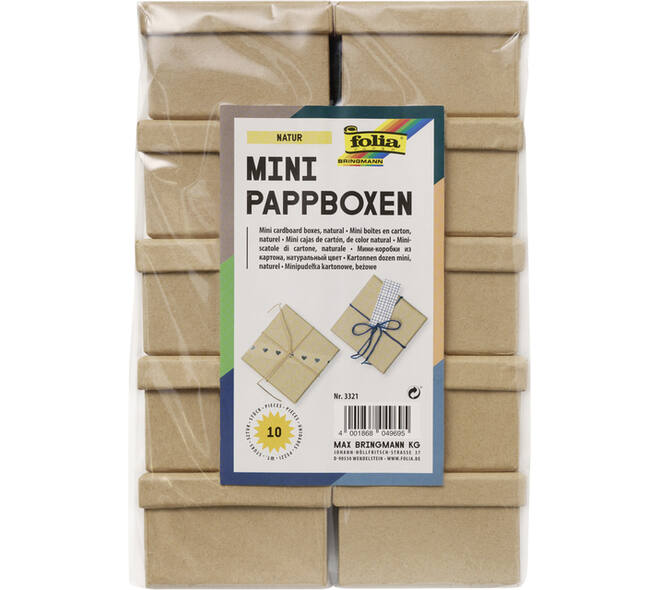 Doos karton Folia mini 7,5x7,5x4,5cm 10 stuks kraft