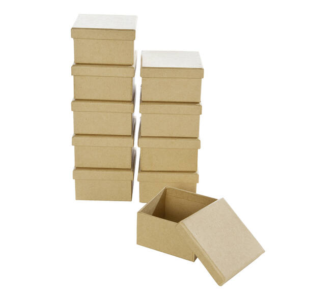 Doos karton Folia mini 7,5x7,5x4,5cm 10 stuks kraft