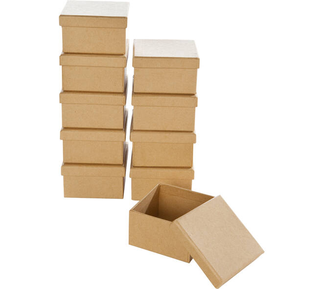 Doos karton Folia mini 7,5x7,5x4,5cm 10 stuks kraft
