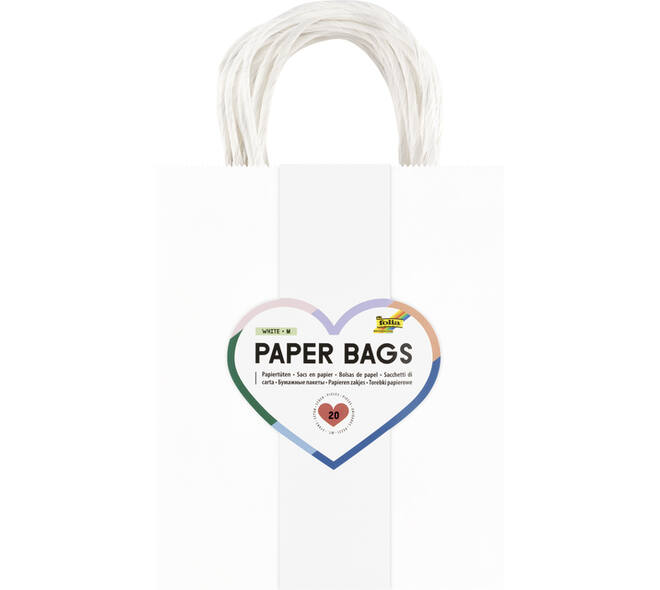 Tas met handvat Folia kraftpapier 110gr 18x21x8cm 20 stuks wit