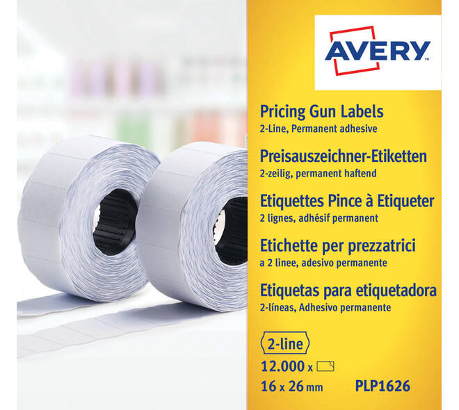 Prijsetiket Avery PLP1626 16mmx26mm permanent wit