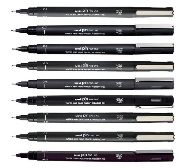 Fineliner Uni-ball Pin 0.03mm zwart