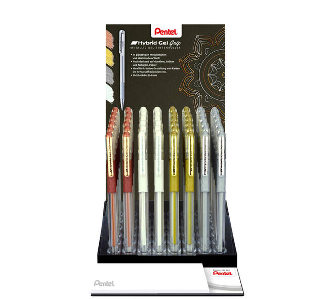 Gelschrijver Pentel K118 Grip medium assorti 4 kleuren