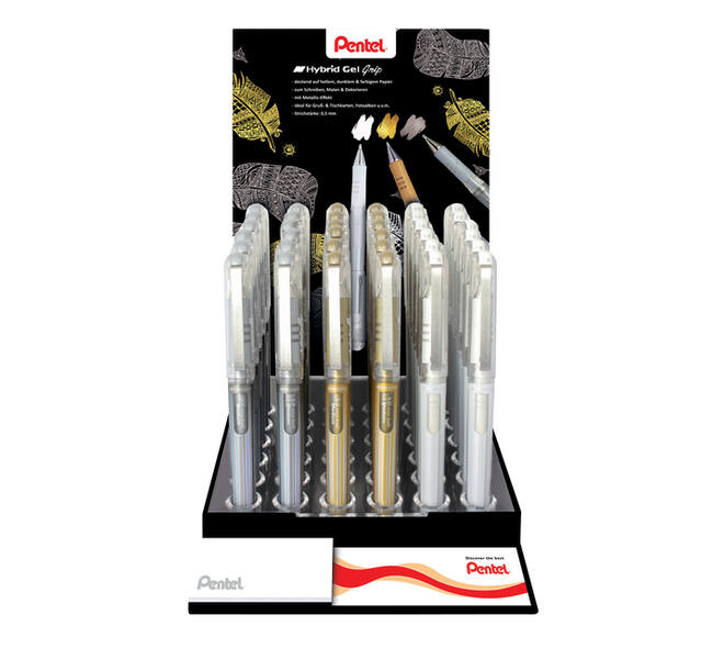 Gelschrijver Pentel K230M medium metallic assorti 3 kleuren