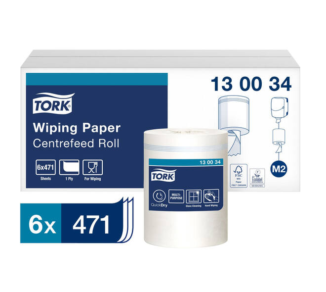 Poetspapier Tork M2 Premium 1-laags 165m wit 130034
