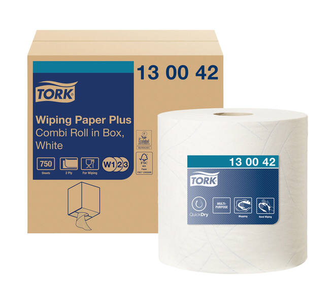 Poetspapier Tork W2 Plus Premium 2-laags 750 vel wit 130042