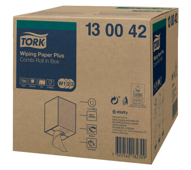 Poetspapier Tork W2 Plus Premium 2-laags 750 vel wit 130042