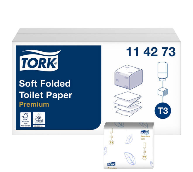 Toiletpapier Tork T3 Premium gevouwen 2-laags 110x190mm wit 114273