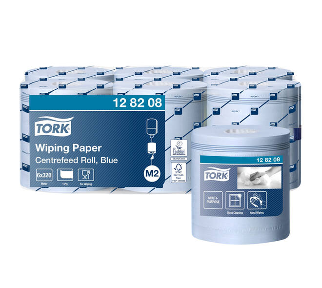 Poetspapier Tork M2 Advanced 1-laags 320m blauw 128208