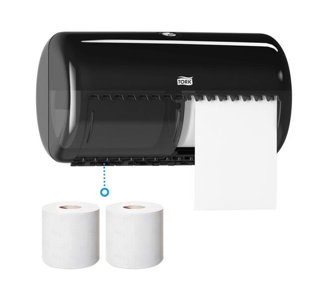 Toiletpapierdispenser Tork T4 Elevation duo zwart 557008