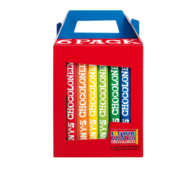 Chocolade Tony's Chocolonely Rainbowpack Classic 6 repen à 180gr
