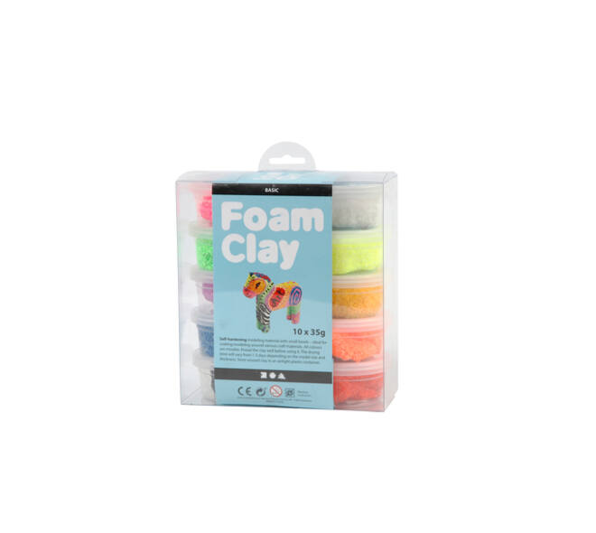 Klei Foam Clay basic 10 x 35gr 10 kleuren