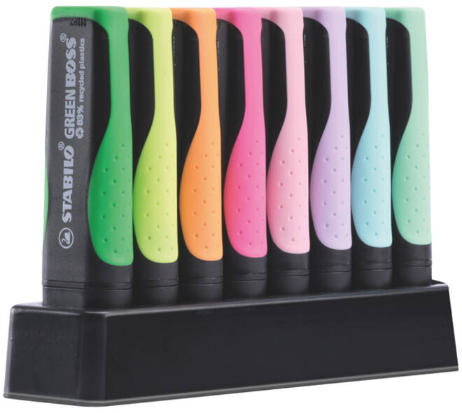 Markeerstift STABILO GREEN BOSS 6070/8 pastel assorti deskset à 8st