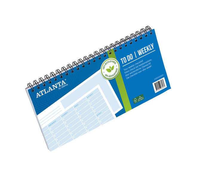 Things to do Djois Atlanta recycled papier Weekly 297x150mm 60vel 70gr landscape blauw