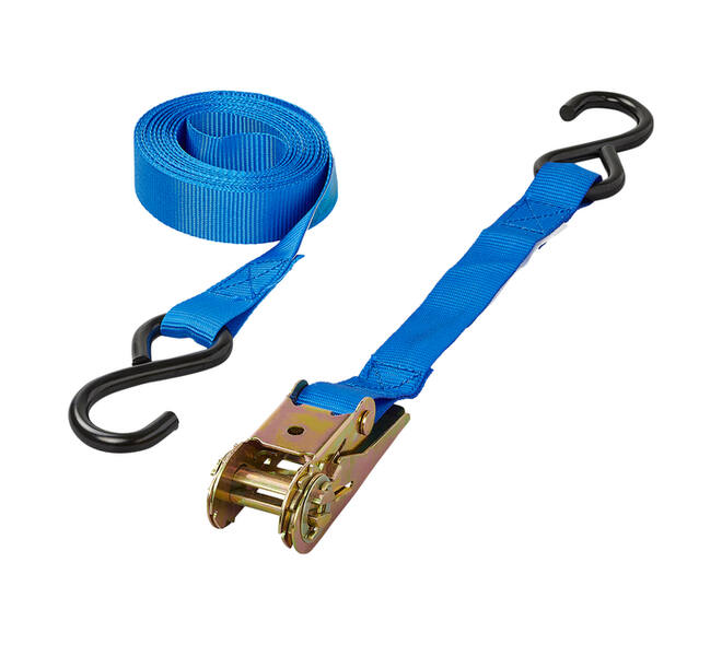 Spanband ProPlus ratel 5 meter met 2 haken blauw