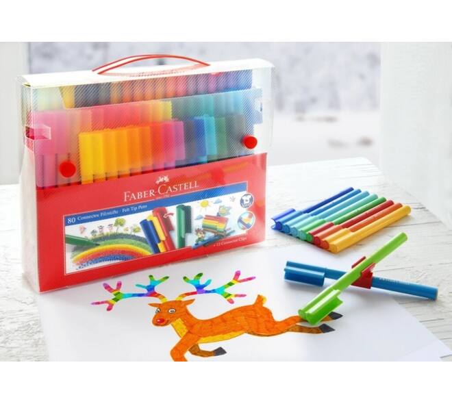 Kleurstiften Faber-Castell Connector assorti cadeauset à 80 stuks