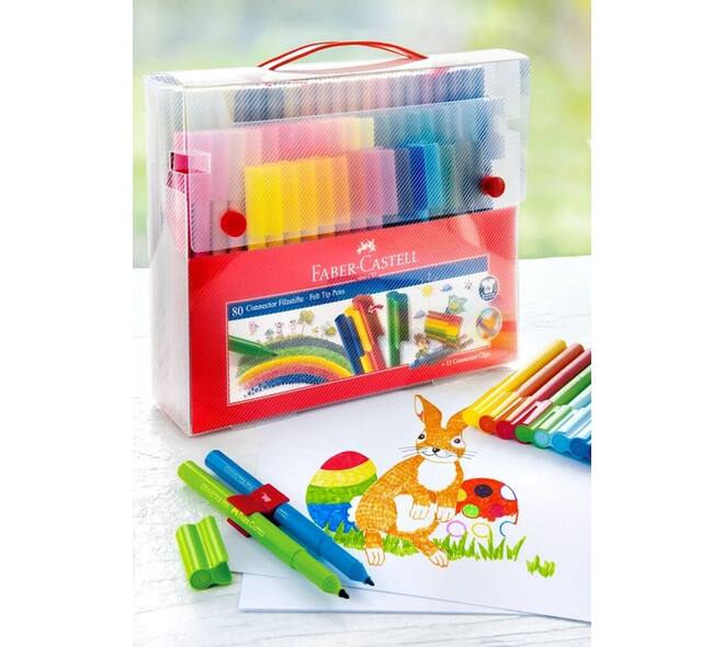 Kleurstiften Faber-Castell Connector assorti cadeauset à 80 stuks