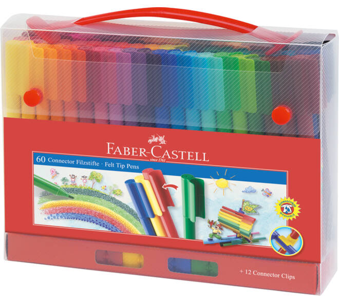 Kleurstiften Faber-Castell Connector assorti koffer à 60 stuks