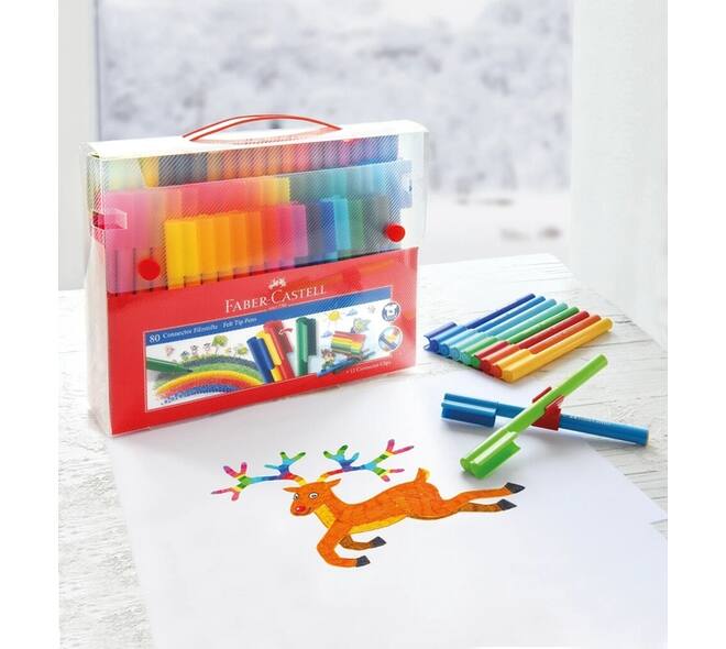 Kleurstiften Faber-Castell Connector assorti koffer à 60 stuks