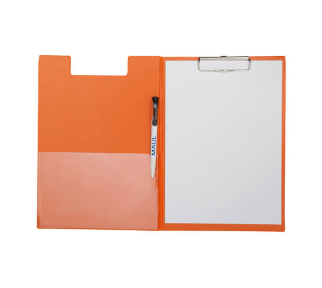 Klembordmap MAUL A4 staand met penlus PVC neon oranje