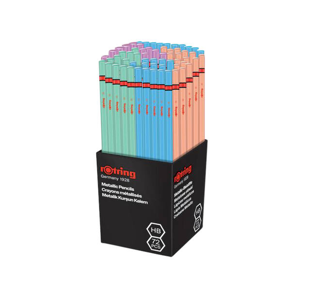 Potlood rOtring woodcase zeshoekig HB metallic assorti
