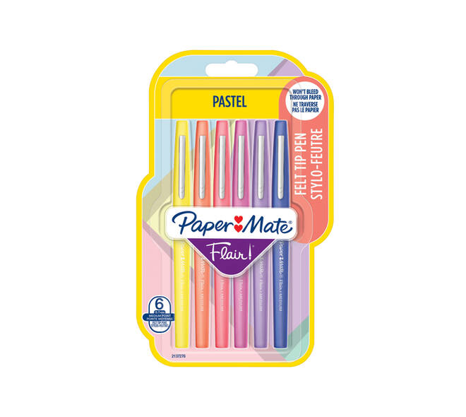 Fineliner Paper Mate Flair Pastel blister à 6 kleuren