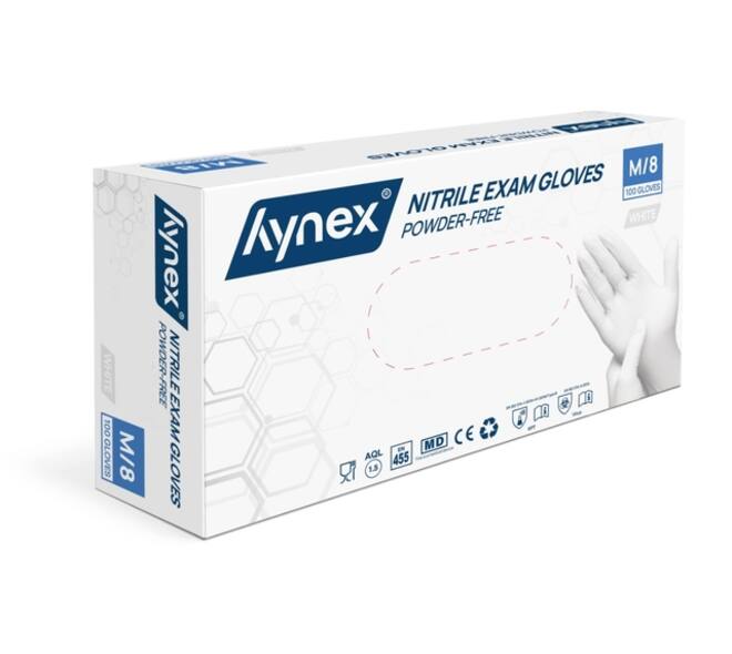 Handschoen Hynex nitril M wit 3.5g 100 stuks