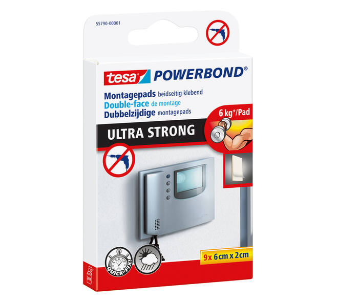 Montage pad tesa® Powerbond Ultra Strong dubbelzijdig 2x6cm 9 stuks