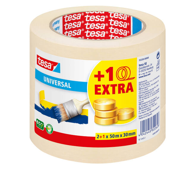 Afplaktape tesa® Economy 50mx30mm geel 2+1