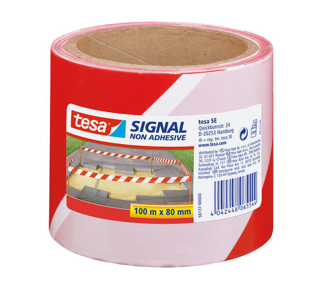 Waarschuwings- en markeerlint tesa® Signal 100mx80mm rood-wit