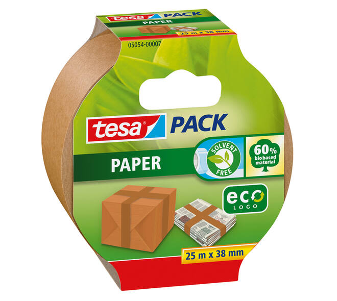 Verpakkingstape tesapack® papier ecoLogo® 25mx38mm bruin