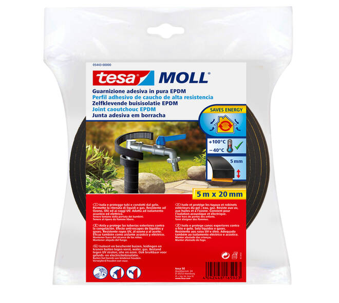 Buisisolatie tesamoll® Zelfklevend 5mx20mm zwart