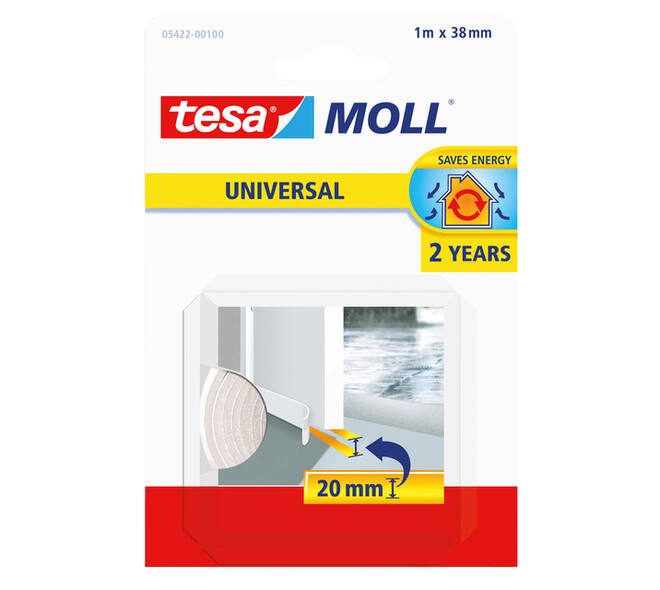 Tochtstrips tesamoll® Universal Zelfklevend tbv deur 1mx38mm wit