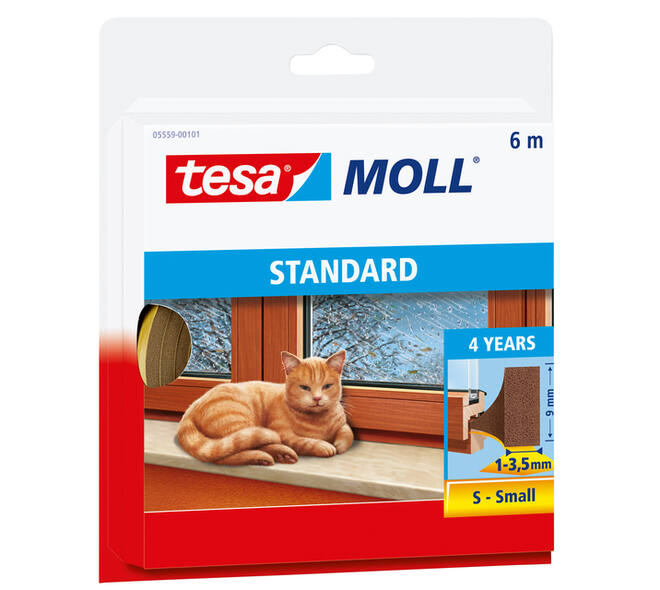Tochtstrip tesamoll® Standard I-Profiel zelfklevend 6mx9mm bruin