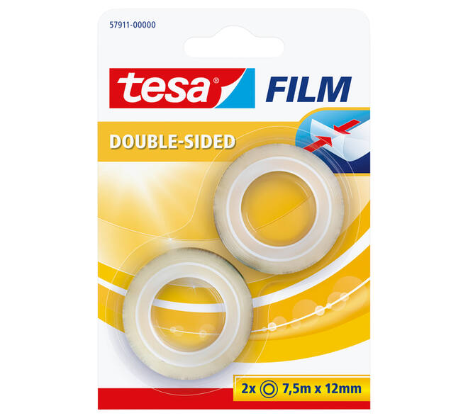 Tape tesafilm® dubbelzijdig 7.5mx12mm transparant 2 rollen