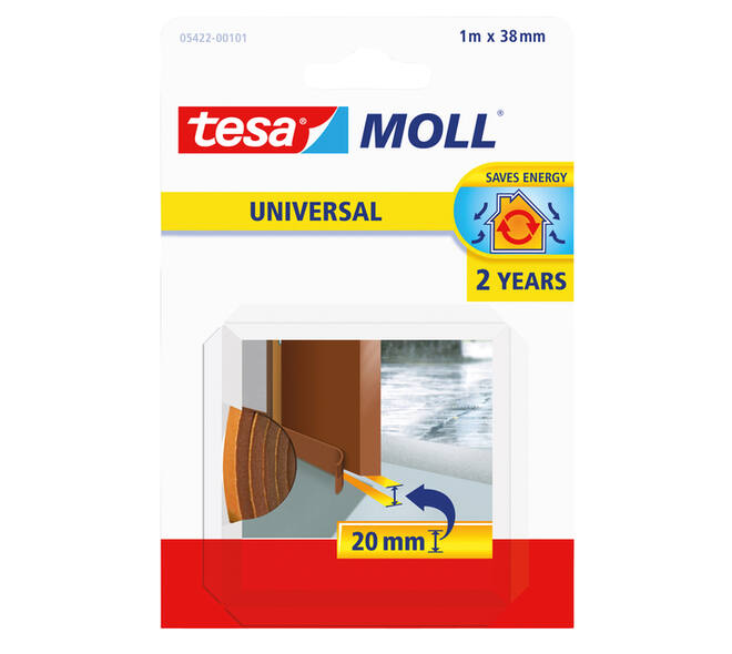 Tochtstrips tesamoll® Universal zelfklevende tbv deur 1mx38mm bruin