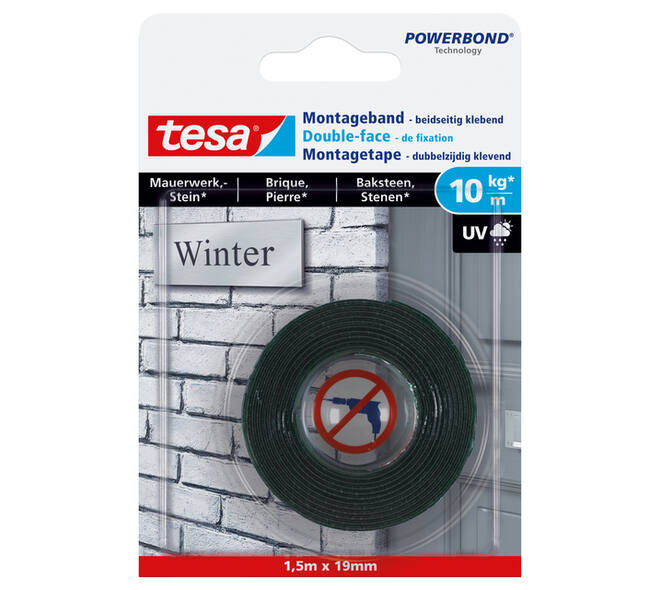 Montagetape tesa® Powerbond baksteen dubbelzijdig 1,5mx19mm