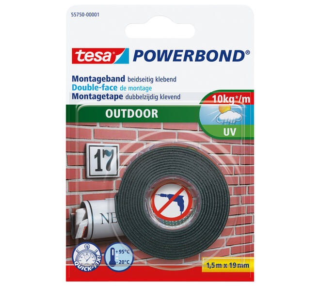 Montagetape tesa® Powerbond Outdoor dubbelzijdig 1,5mx19mm