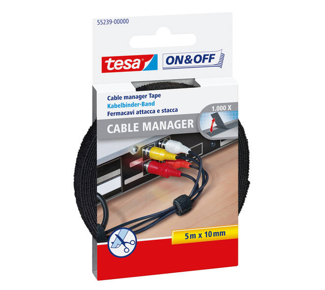 Kabelmanager tesa® On & Off bundelen 5mx10mm zwart