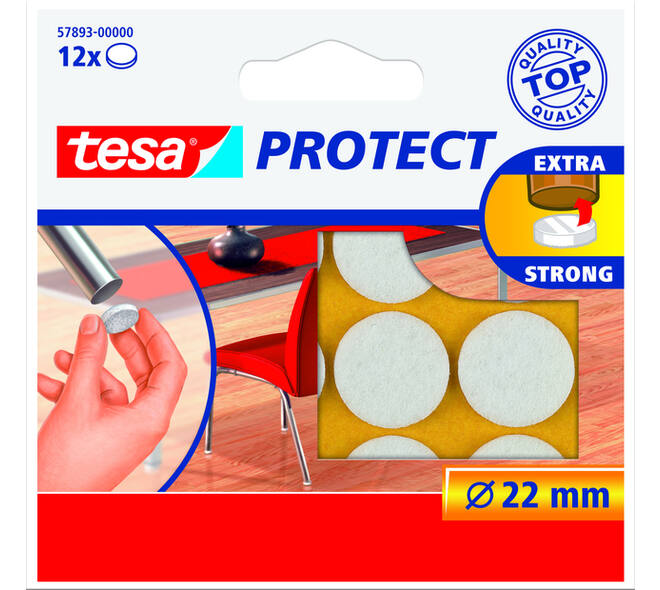 Beschermvilt tesa® Protect anti-kras  Ø22mm wit 12 stuks