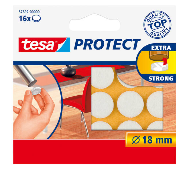 Beschermvilt tesa® Protect anti-kras  Ø18mm wit 16 stuks
