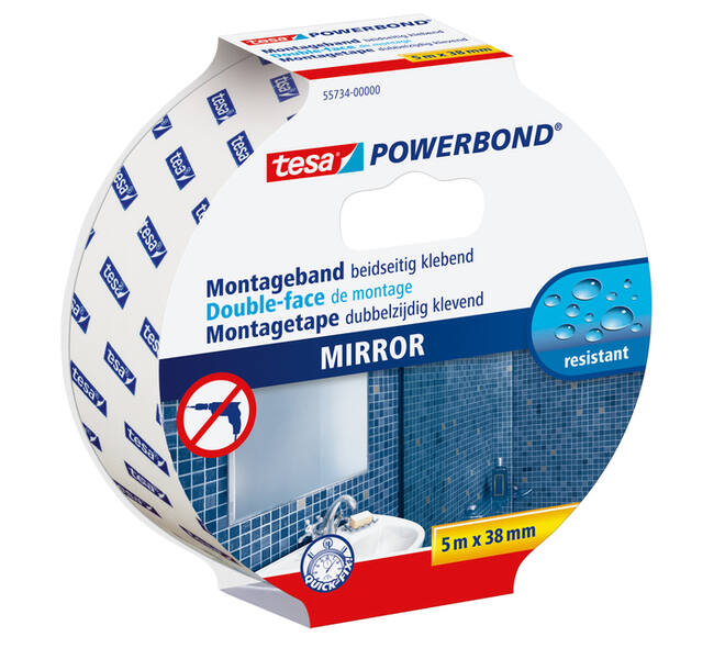 Montagetape tesa® Powerbond Spiegel dubbelzijdig 5mx38mm wit