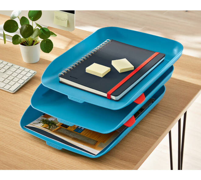 Brievenbak Leitz Cosy set van 3 A4 sereen blauw